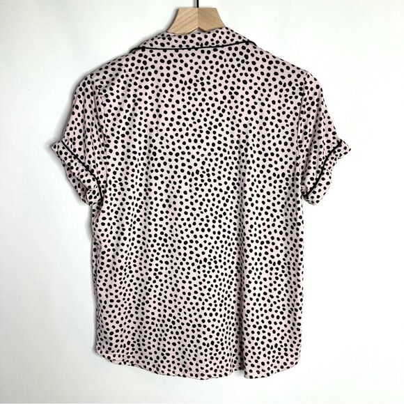 Kate Spade Pink and Black Dot Sleep Shirt Small Button Up Short Sleeve - Picture 6 of 8